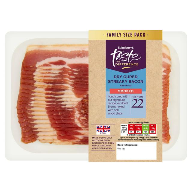 Sainsbury's Taste the Difference Dry Cured Streaky Bacon Smoked 346g