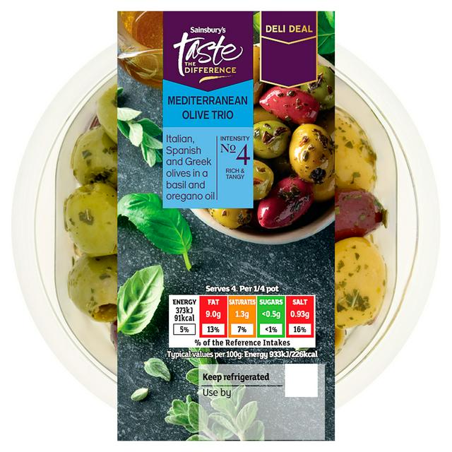 Sainsbury's 160g Mediterranean Olive Trio, Taste the Difference