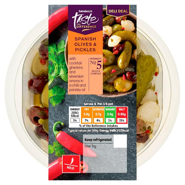 Sainsbury's 160g Spanish Olives & Pickles, Taste the Difference