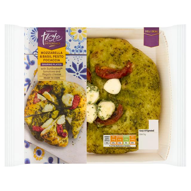 Sainsbury's 210g Mozzarella & Basil Pesto Focaccia, Taste the Difference