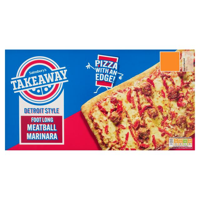Sainsbury's Takeaway 520g Detroit Style Foot Long Meatball Marinara Pizza