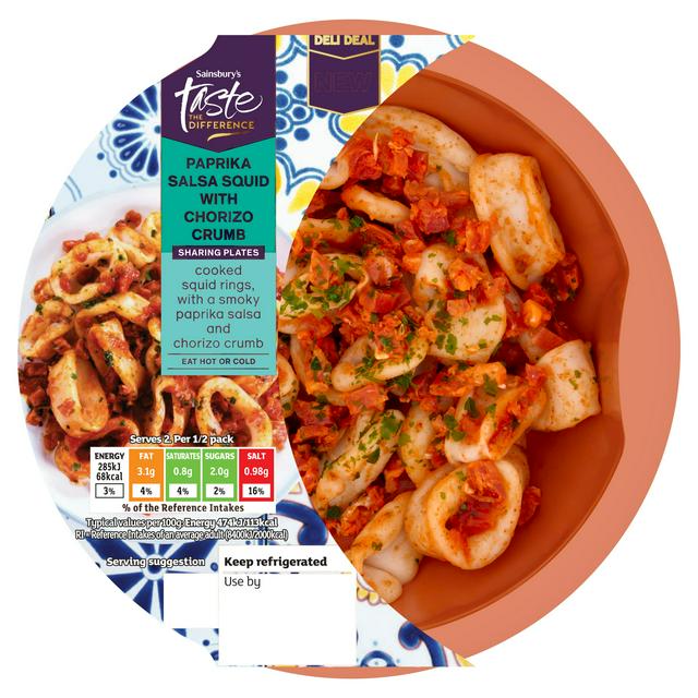 Sainsbury's 120g Chorizo Crumb Paprika Salsa Squid, Taste the Difference