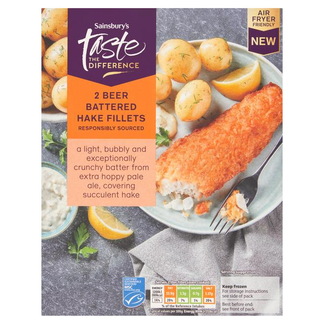 Sainsbury's 2 x Beer Battered Hake Fillets, Taste the Difference 300g