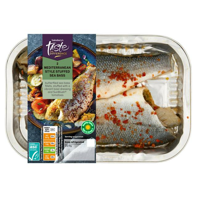 Sainsbury's 2 x Mediterranean Style Stuffed Sea Bass, Taste the Difference 291g