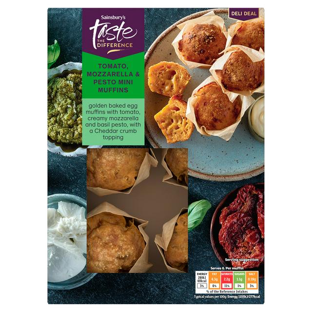 Sainsbury's 150g Tomato, Mozzarella & Pesto Mini Muffins, Taste the Difference