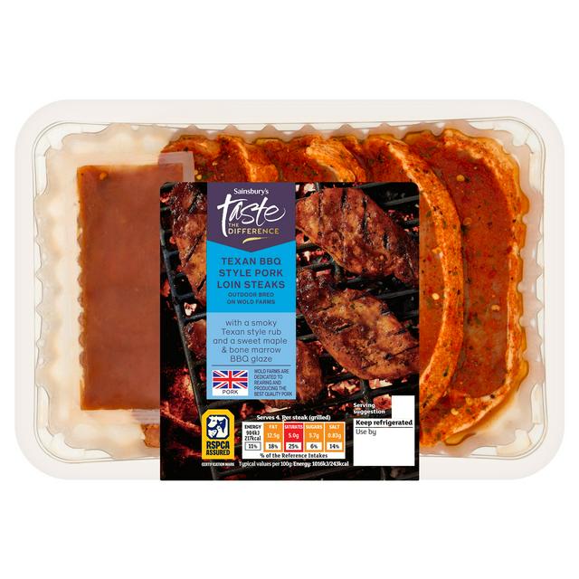 Sainsbury's Taste the Difference Texan BBQ Style Pork Loin Steaks 480g