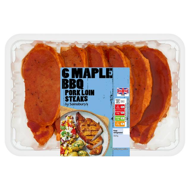 Sainsbury's 6 Maple BBQ Pork Loin Steaks 600g