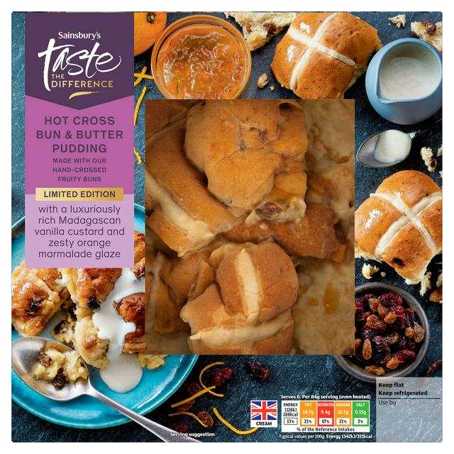 Sainsbury's 515g Hot Cross Bun & Butter Pudding, Limited Edition, Taste the Difference