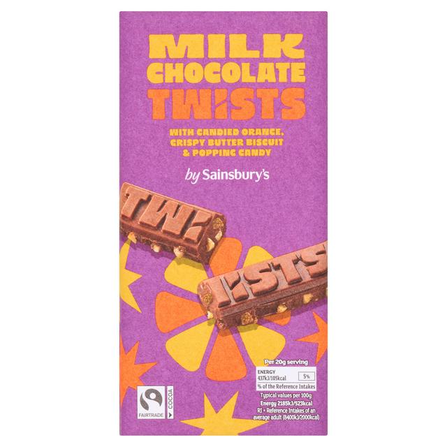 Sainsbury's 140g Milk Chocolate Twists Shortcake, Brownie, Crunchy Caramel & Salted Caramel Chocolate Bar