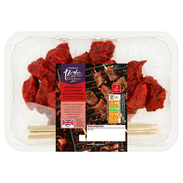 Sainsbury's 315g Indonesian Style Rump Steak Kebabs, Taste the Difference
