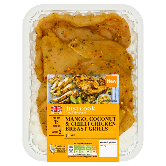 Sainsbury's Just Cook 330g Mango, Coconut & Chilli Chicken Breast Grills