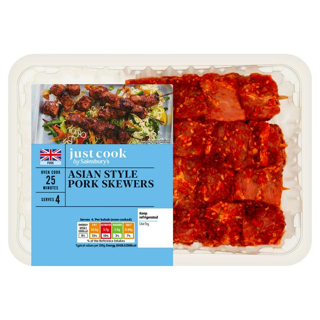 Sainsbury's Just Cook 370g Asian Style Pork Skewers