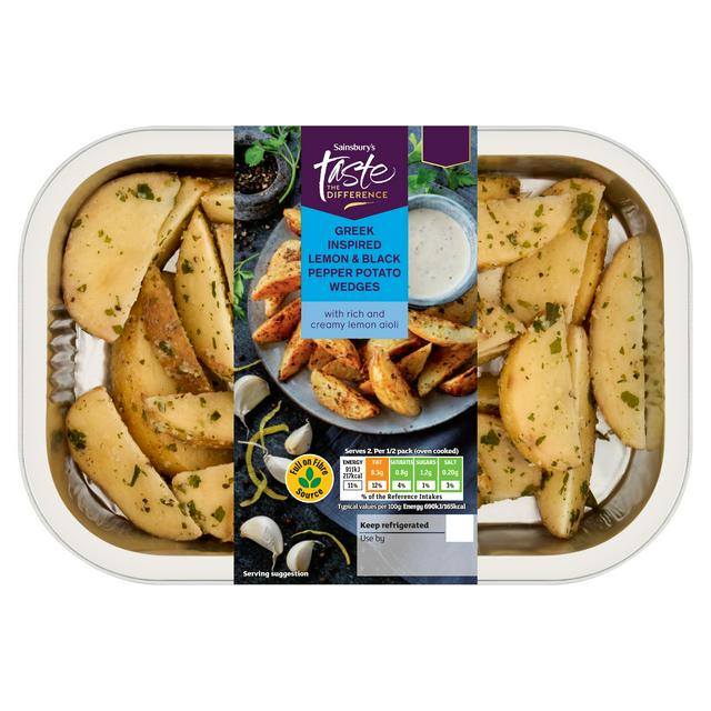 Sainsbury's 400g Greek Inspired Lemon & Black Pepper Potato Wedges, Taste the Difference