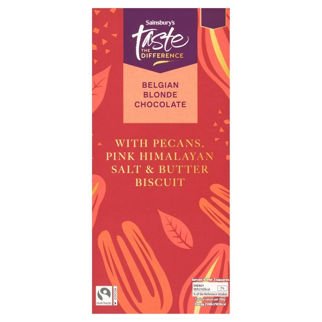 Sainsbury's 100g Belgian Blond Chocolate Pecan Bar, Taste the Difference