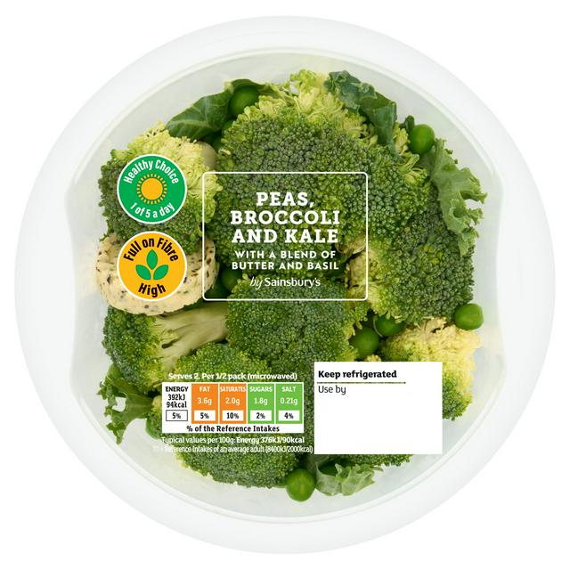 Sainsbury's Peas, Broccoli and Kale with a Blend of Butter and Basil 225g