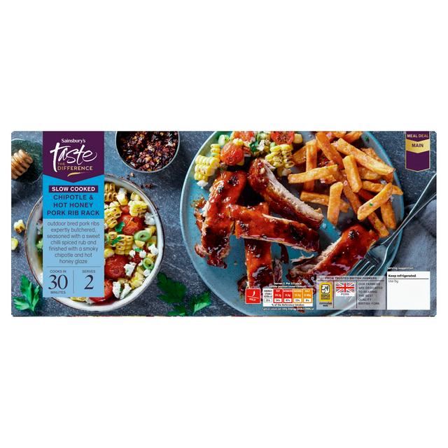 Sainsbury's Taste the Difference Slow Cooked Chipotle & Hot Honey Pork Rib Rack 630g