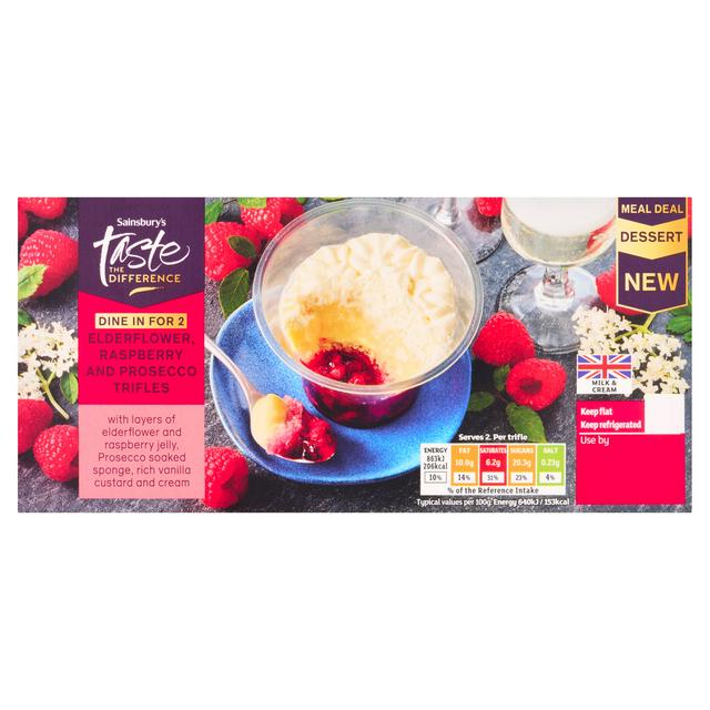 Sainsbury's 2 x 135g Elderflower, Raspberry & Prosecco Trifles, Taste the Difference