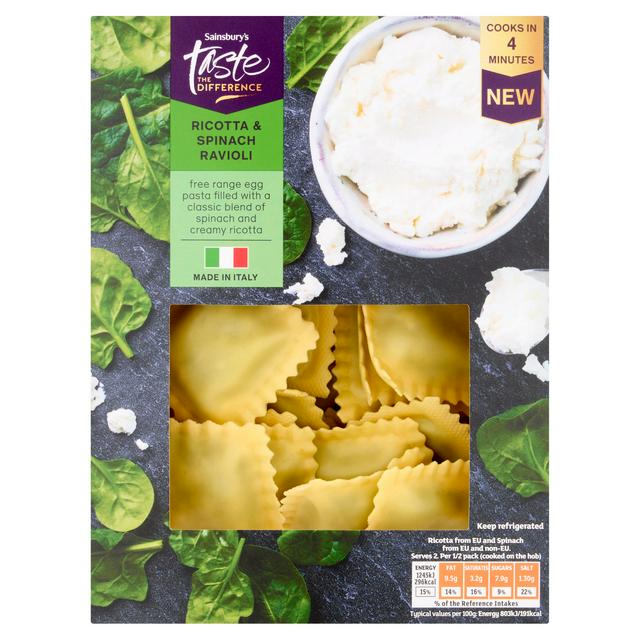 Sainsbury's 250g Ricotta & Spinach Ravioli Pasta, Taste the Difference