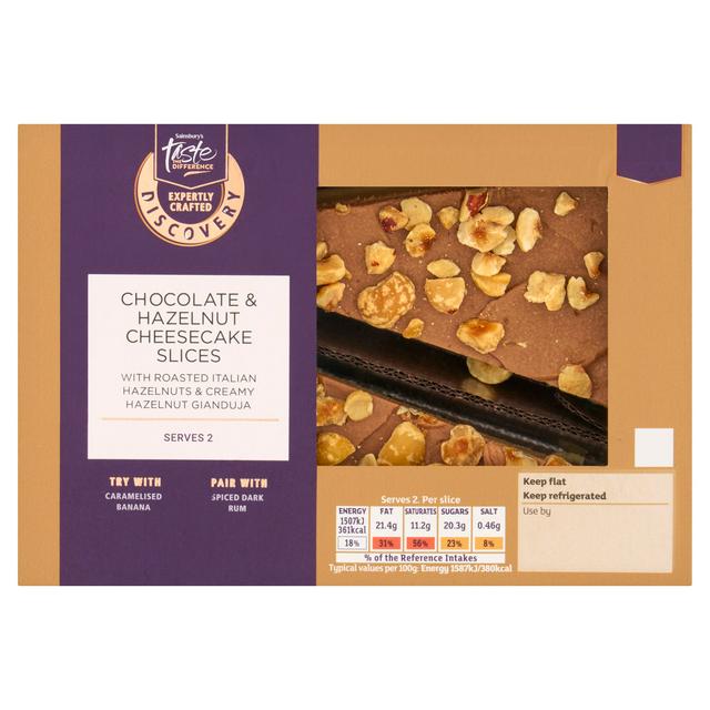 Sainsbury's Discovery 2 x 95g Chocolate & Hazelnut Cheesecake Slices, Taste the Difference