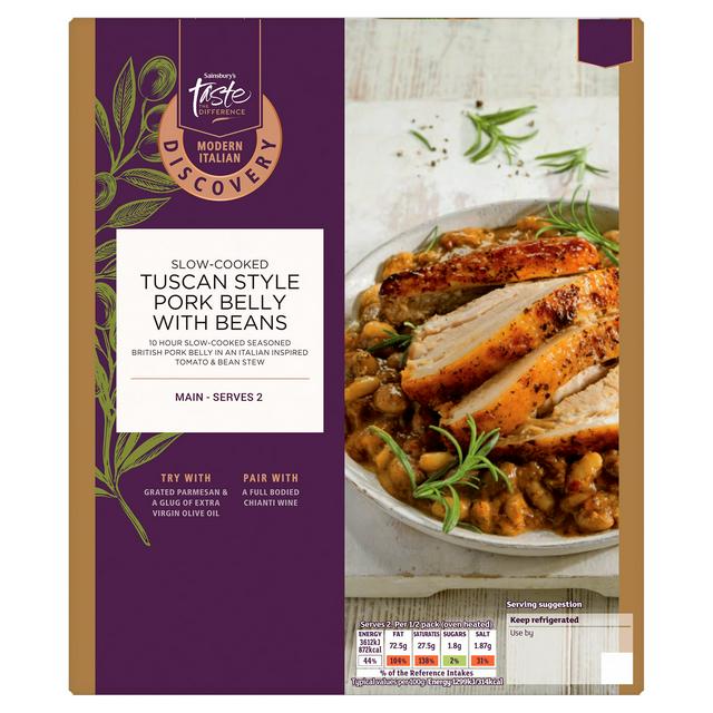 Sainsbury's Discovery 688g Slow Cooked Tuscan Style Pork Belly with Beans, Taste the Difference