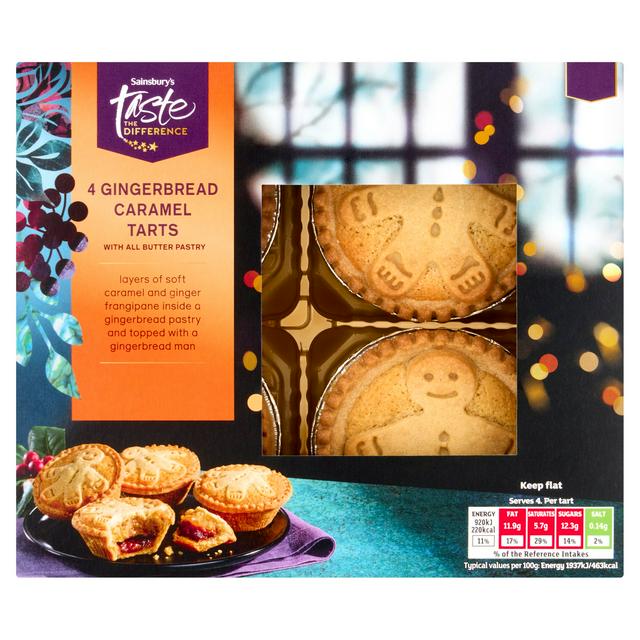 Sainsbury's 4 x Gingerbread Caramel Tarts with All Butter Pastry, Taste the Difference 190g