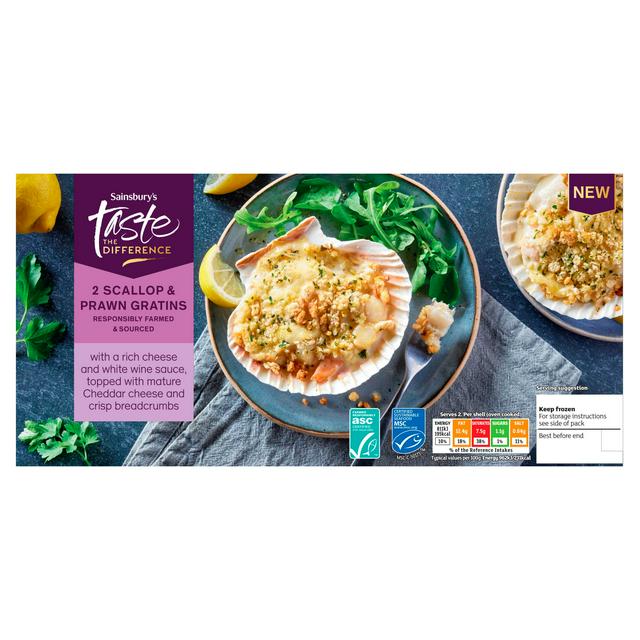 Sainsbury's 2 x Scallop & Prawn Gratins, Taste the Difference 200g