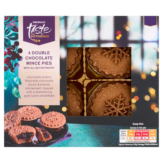 Sainsbury's 4 x Chocolate Mince Pies, Taste the Difference 205g