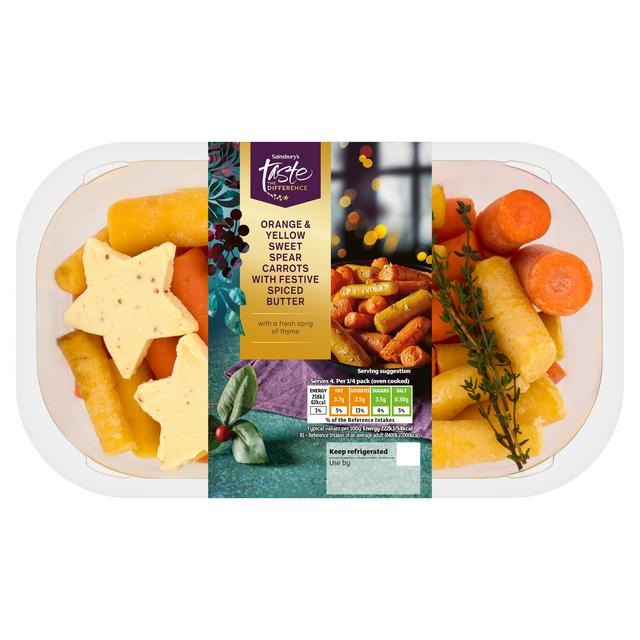 Sainsbury's 600g Orange & Yellow Sweet Spear Carrots with Festive Spiced Butter, Taste the Difference