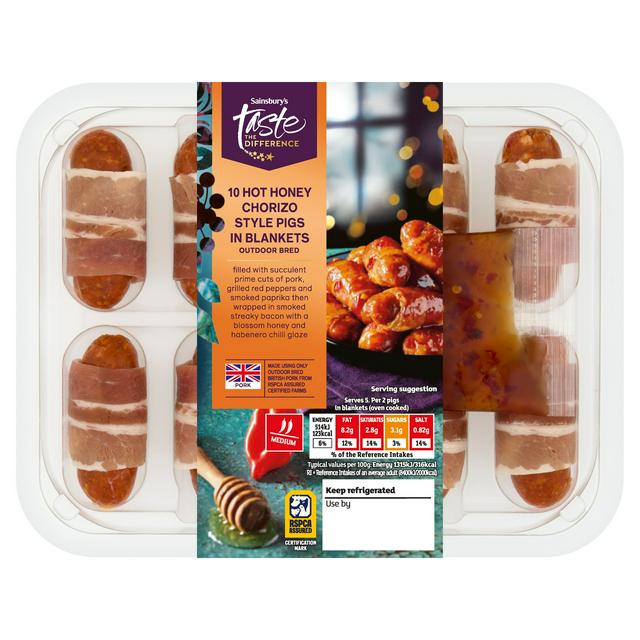 Sainsbury's 10 x Hot Honey Chorizo Style Pigs in Blankets, Taste the Difference 250g