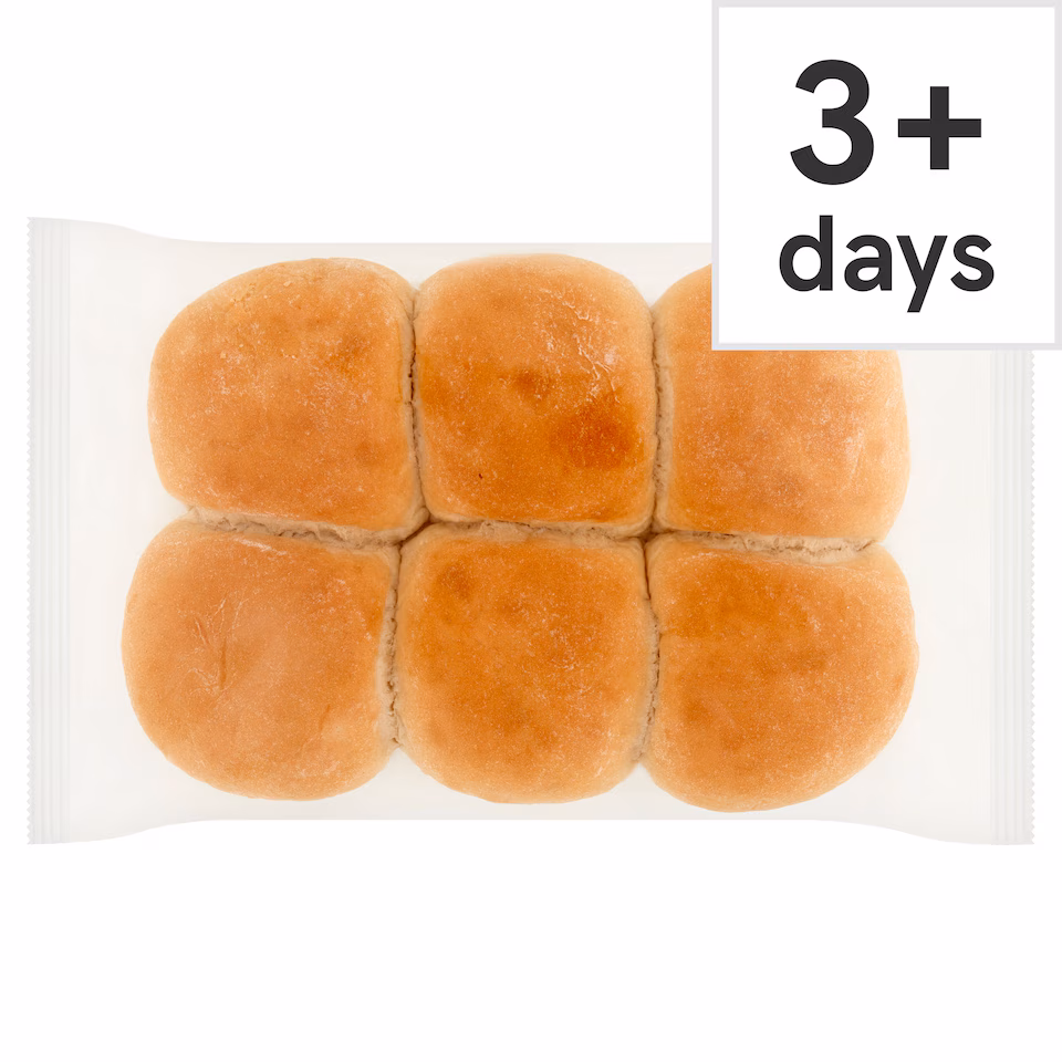 Tesco White Soft Rolls 6 Pack