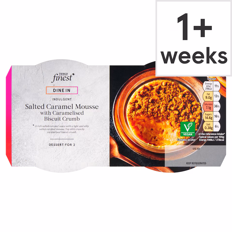 Tesco Finest Vegan Salted Caramel Mousse 2x80g