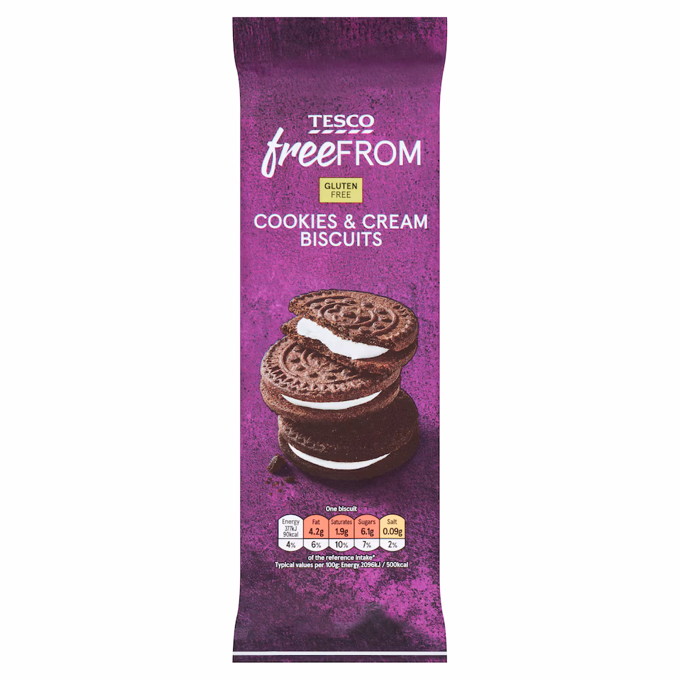 Tesco Free From Cookie & Cream Biscuits 160g