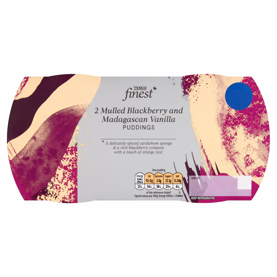 Tesco Finest Mulled Blackberry & Madagascan Vanilla Puddings 195g