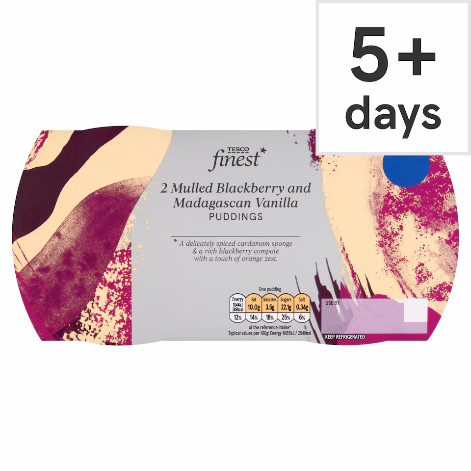 Tesco Finest Mulled Blackberry & Madagascan Vanilla Puddings 195g