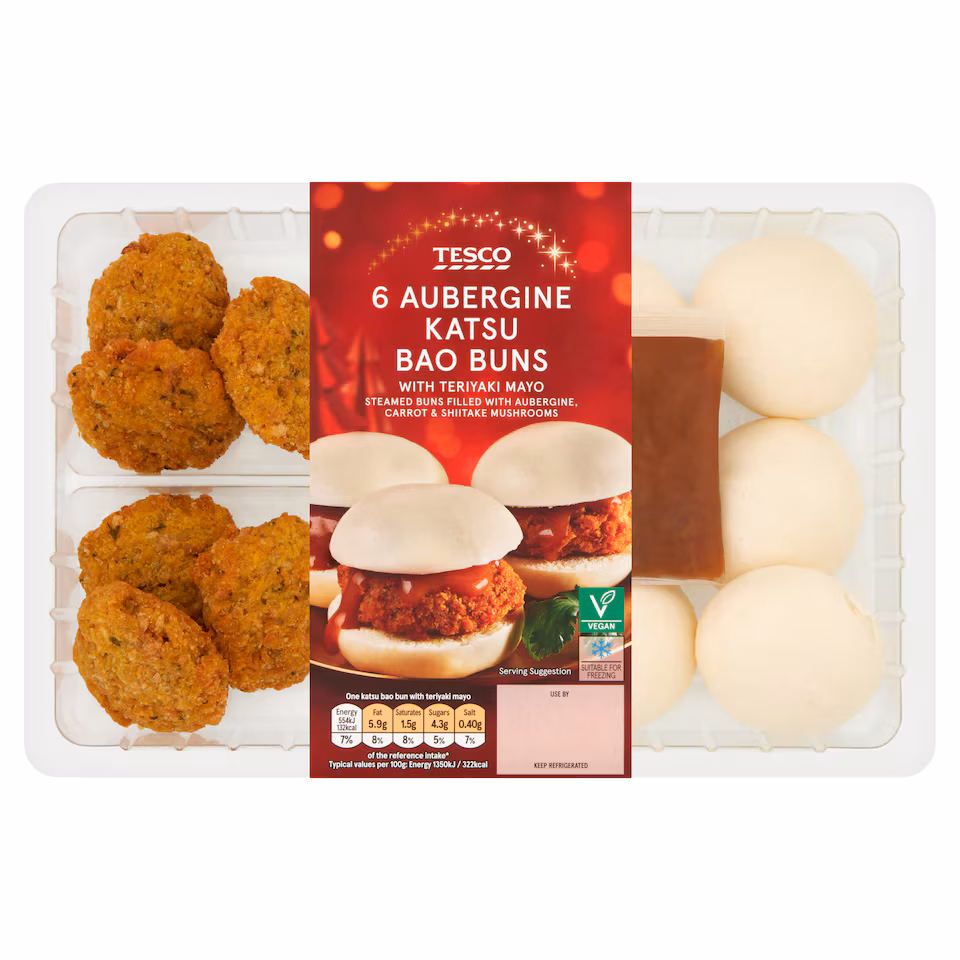 Tesco 6 Aubergine Katsu Bao Buns 258g