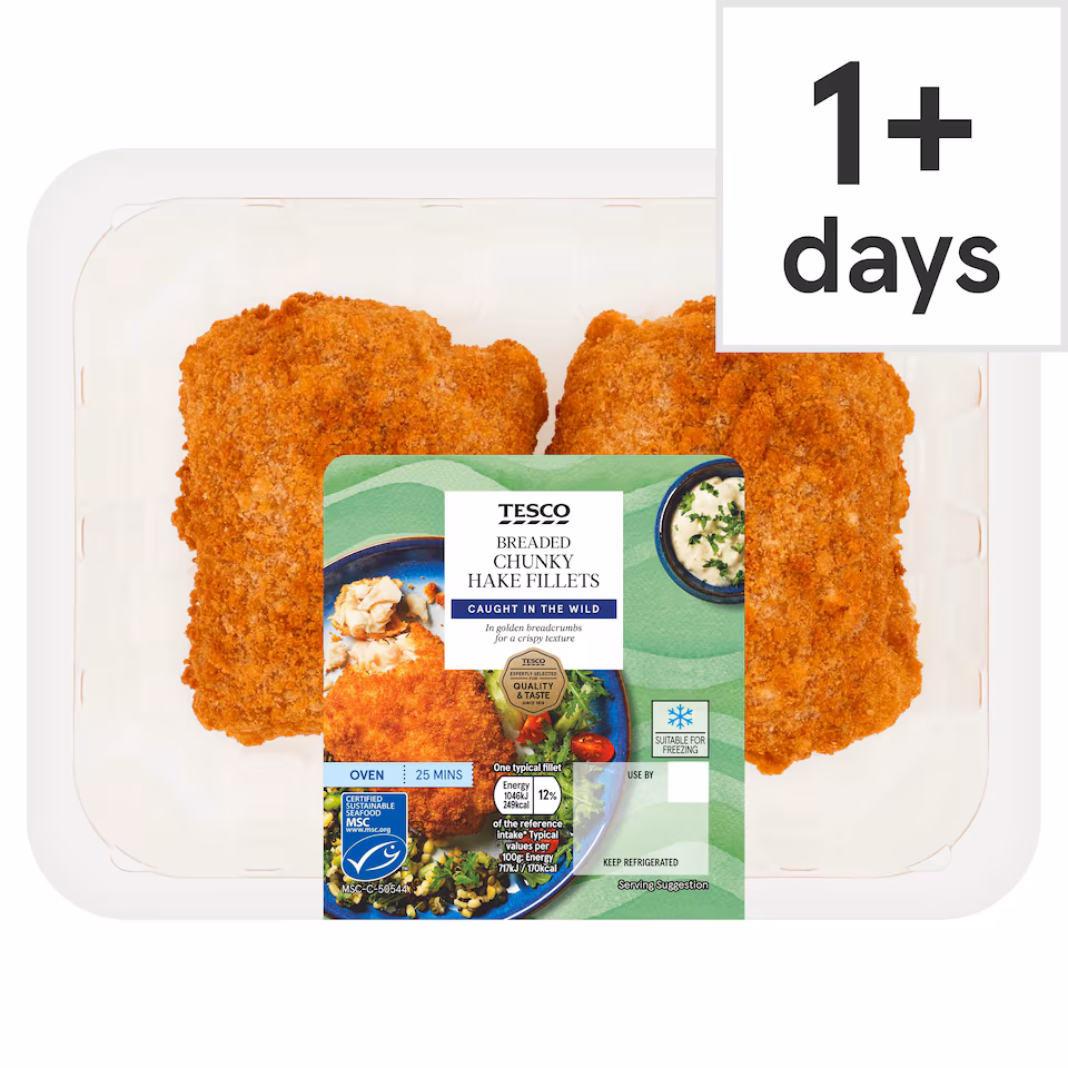 Tesco Breaded Chunky Hake Fillets 310g