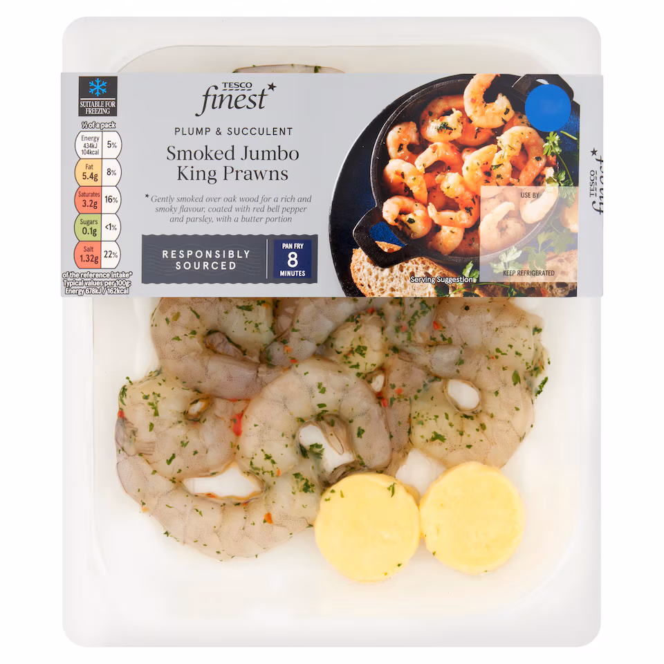 Tesco Finest Smoked Jumbo King Prawns 180g