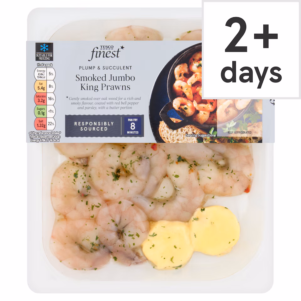 Tesco Finest Smoked Jumbo King Prawns 180g