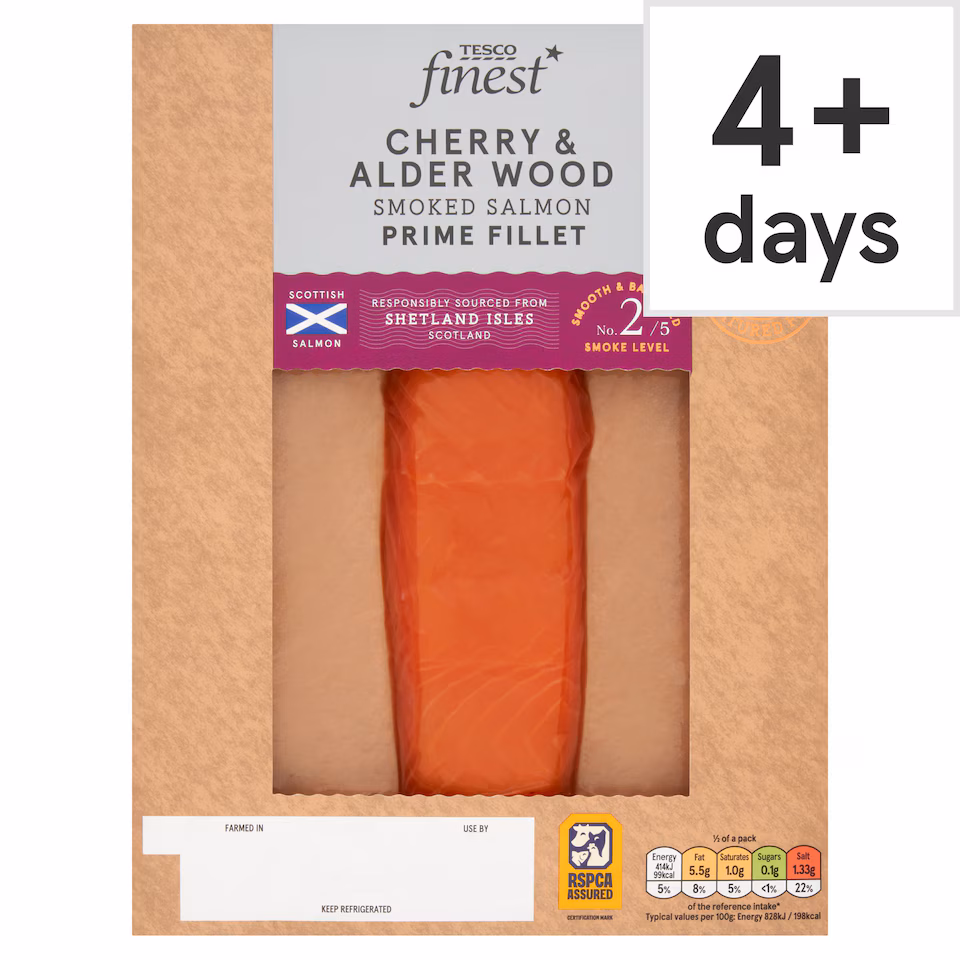 Tesco Finest Cherry & Alder Wood Smoked Salmon Fillet 100g