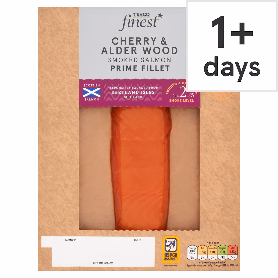 Tesco Finest Cherry & Alder Wood Smoked Salmon Fillet 100g
