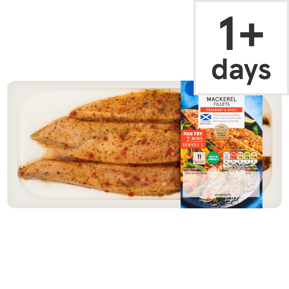 Tesco Chilli, Lime and Ginger Mackerel Fillets 165g