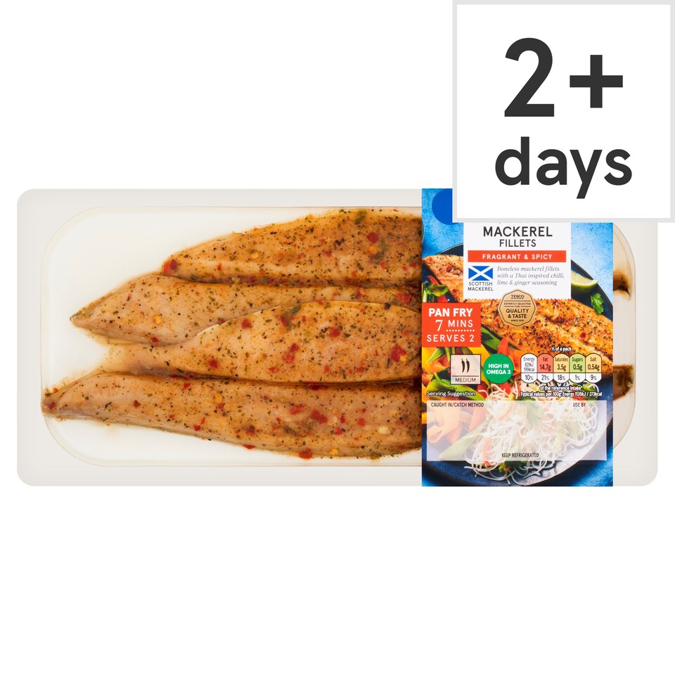 Tesco Chilli, Lime and Ginger Mackerel Fillets 165g
