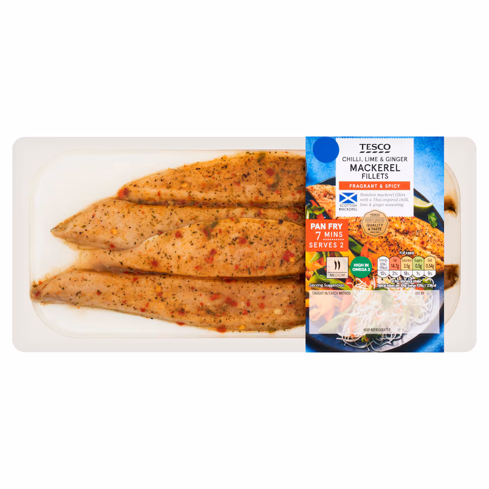Tesco Chilli, Lime and Ginger Mackerel Fillets 165g