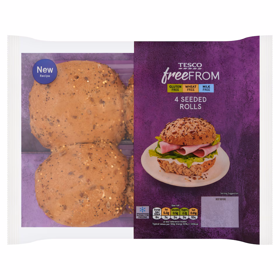 Tesco Free From Seeded Rolls 4 Pack