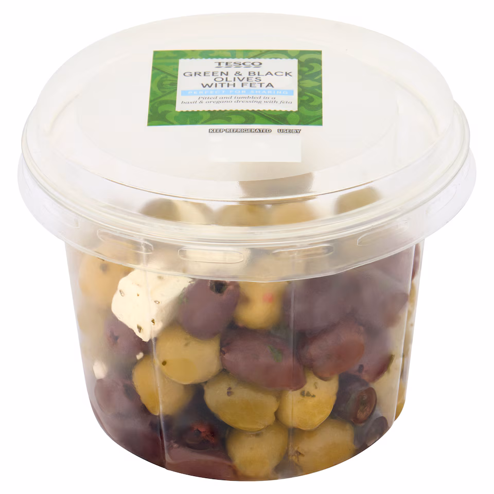 Tesco Green & Black Olives with Feta 300g