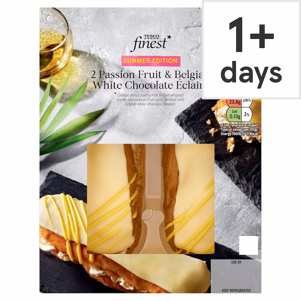 Tesco Finest 2 Passion Fruit & Belgian White Chocolate Éclairs 190G