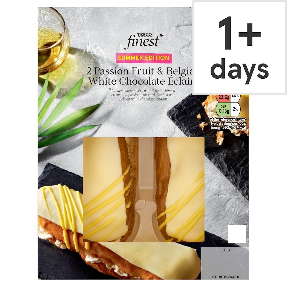 Tesco Finest 2 Passion Fruit & Belgian White Chocolate Éclairs 190G