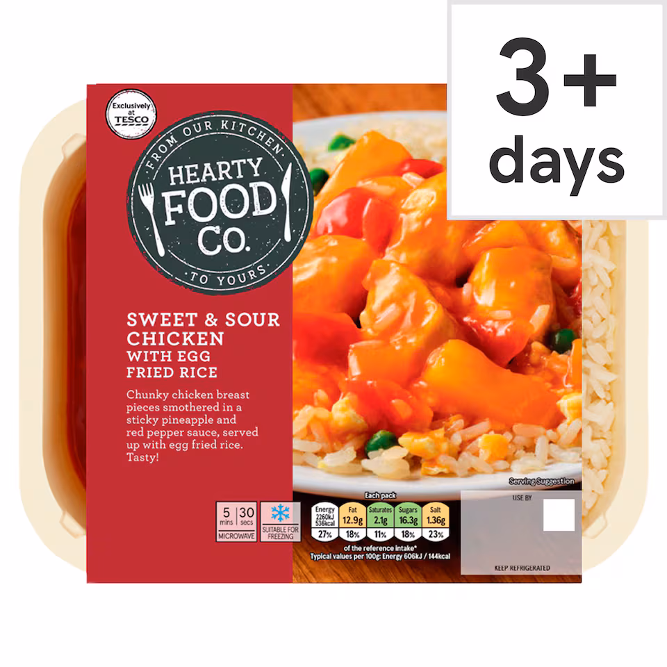 Hearty Food Company Sweet & Sour Chicken with Egg Fried Rice 400G