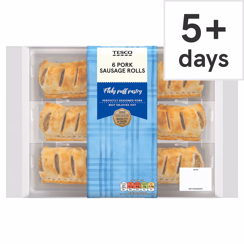 Tesco 6 Pork Sausage Rolls 360g