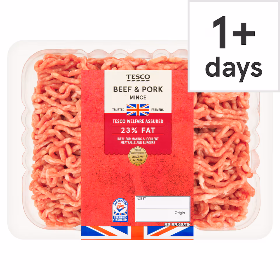 Tesco Beef & Pork Mince 23% Fat 1KG